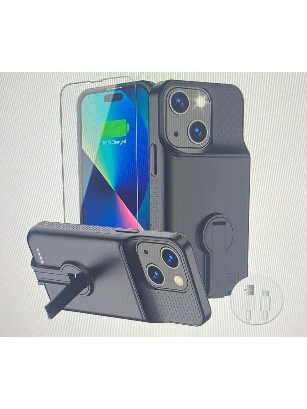 Gin Foxi Battery Case for iPhone 15/16 Pro 6.1” Black